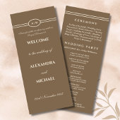 Monogram Cream Brown Christian Wedding Program プログラム