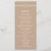 Monogram Cream Taupe Christian Wedding Menu メニュー (正面)