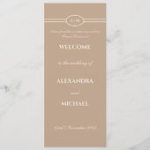 Monogram Cream Taupe Christian Wedding Program プログラム (正面)