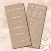 Monogram Cream Taupe Christian Wedding Program プログラム