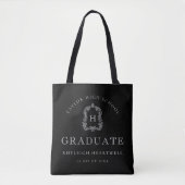 Monogram Crest Black and White Graduation トートバッグ (正面)