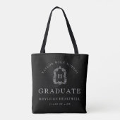 Monogram Crest Black and White Graduation トートバッグ (裏面)