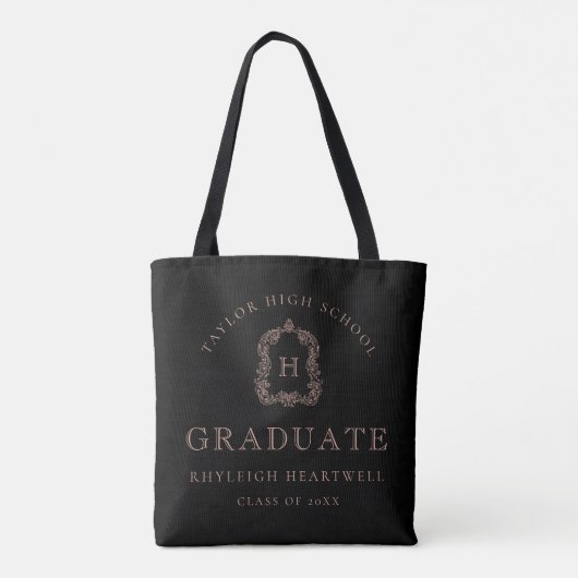 Monogram Crest Black Rose Graduation トートバッグ (裏面)