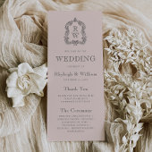Monogram Crest Blush Pink Wedding プログラム