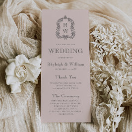 Monogram Crest Blush Pink Wedding プログラム