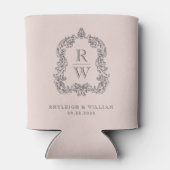 Monogram Crest Blush Pink Wedding 缶クーラー (裏面)