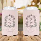 Monogram Crest Blush Pink Wedding 缶クーラー