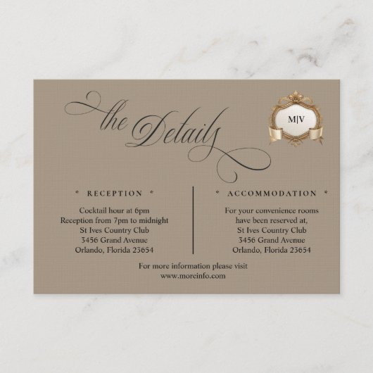 Monogram Crest Details Enclosure Card エンクロージャーカード (正面)