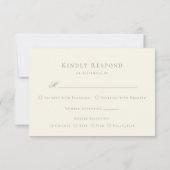 Monogram Crest Elegant Ivory Menu Wedding 出欠カード (裏面)