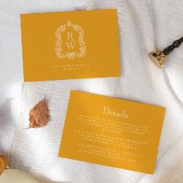 Monogram Crest Marigold Yellow Wedding Details エンクロージャーカード