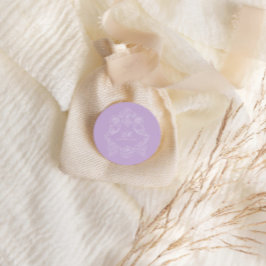 Monogram Crest Ornament Purple Violet Wedding ラウンドシール
