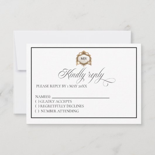 Monogram Crest RSVP card (正面)