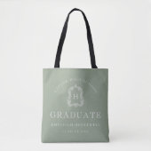 Monogram Crest Sage Green White Graduation トートバッグ (正面)