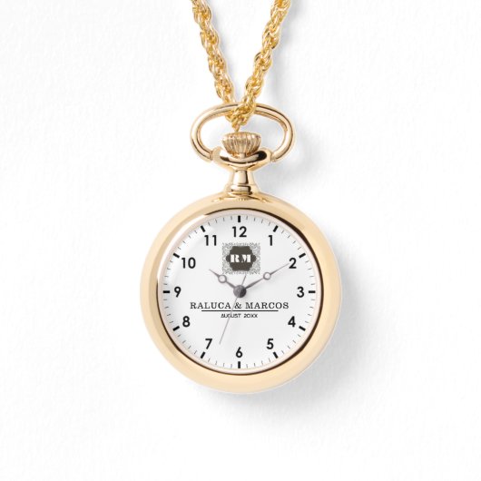  Monogram  Custom Couple Names – Elegant gift 腕時計 (正面)