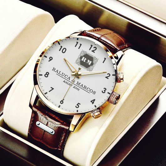  Monogram  Custom Couple Names – Elegant gift 腕時計