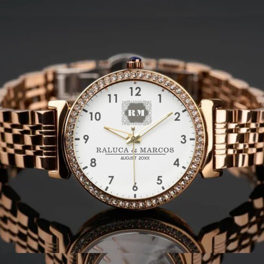  Monogram  Custom Couple Names – Elegant gift 腕時計