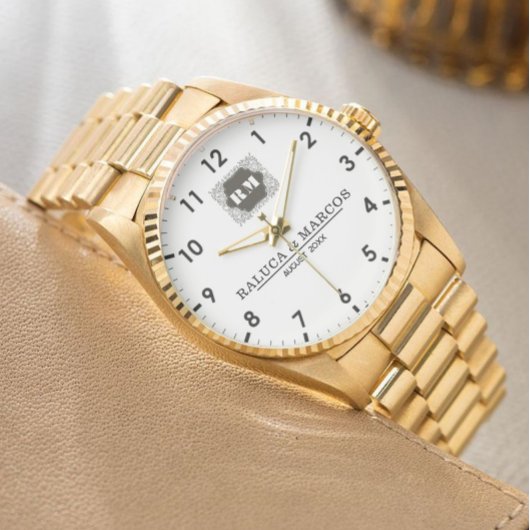 Monogram Custom Couple Names – Elegant gift 腕時計