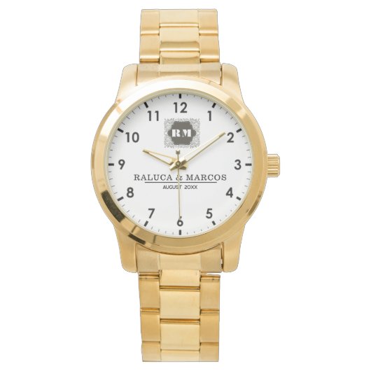 Monogram Custom Couple Names – Elegant gift 腕時計 (正面)