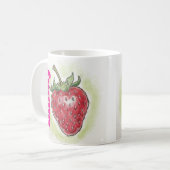 Monogram cute birthday girly Watercolor strawberry コーヒーマグカップ (正面左)
