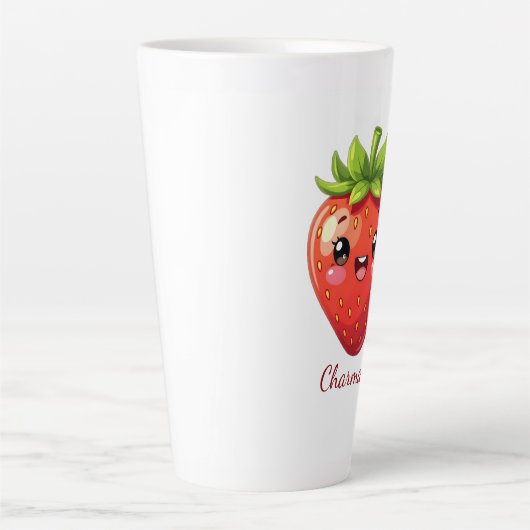 Monogram cute strawberry kawaii カフェラテマグ (正面)