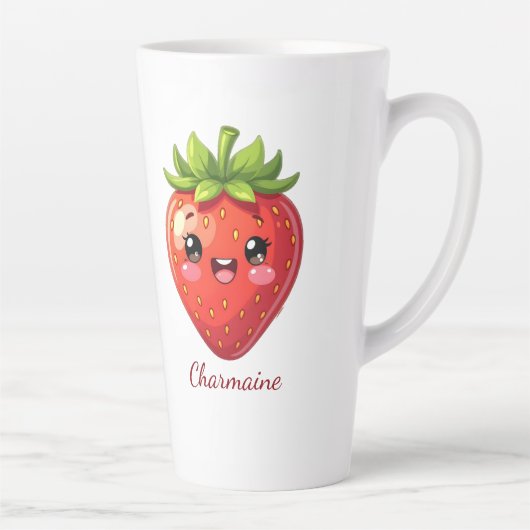 Monogram cute strawberry kawaii カフェラテマグ (右)