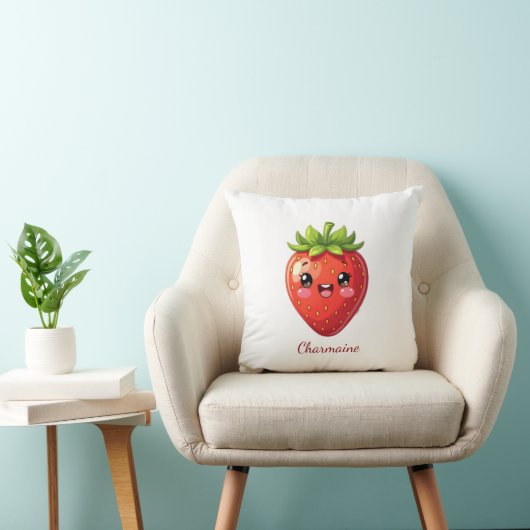 Monogram cute strawberry kawaii クッション (椅子)