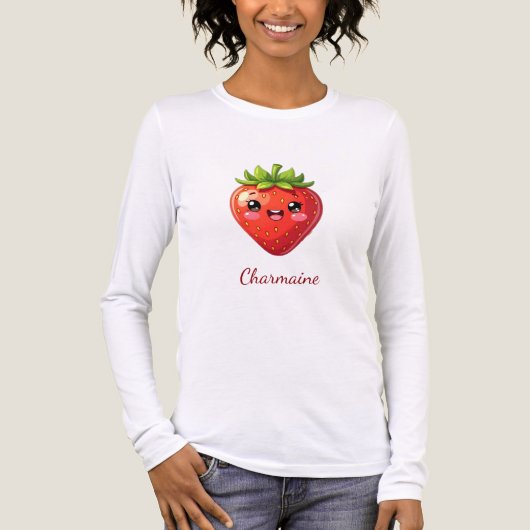 Monogram cute strawberry kawaii トライブレンドＴシャツ (正面)