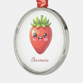 Monogram cute strawberry kawaii メタルオーナメント (左)