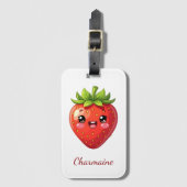 Monogram cute strawberry kawaii ラゲッジタグ (正面縦)