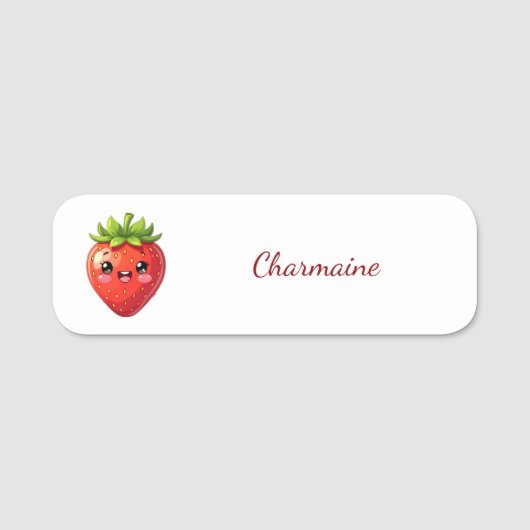 Monogram cute strawberry kawaii 名札 (正面)