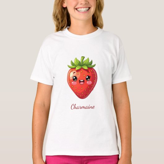 Monogram cute strawberry kawaii tシャツ (正面)