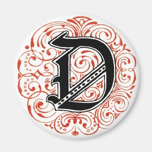 Monogram 'D' in Red – マグネット (正面)