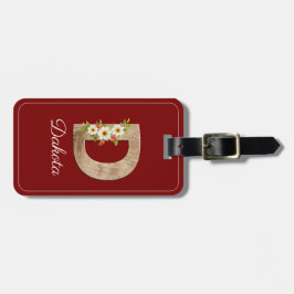 Monogram D red wood letter flower Luggage Tag ラゲッジタグ