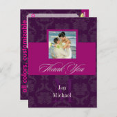 Monogram Damask、ありがとうフォトポストカード、 ポストカード (正面/裏面)