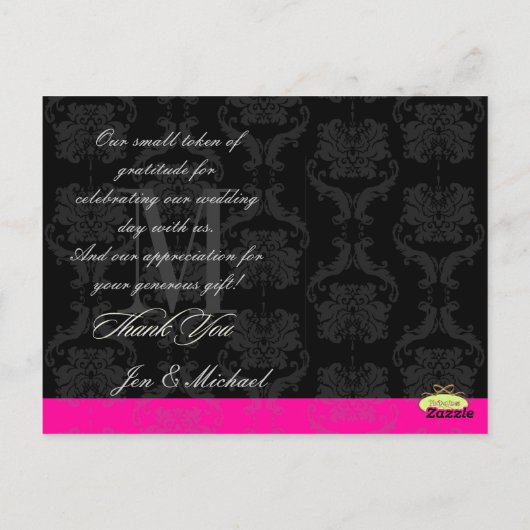 Monogram Damask、ありがとうフォトポストカード、 ポストカード (裏面)