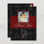 Monogram Damask、ありがとう写真DIYカラー ポストカード (正面/裏面)