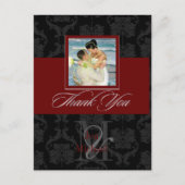 Monogram Damask、ありがとう写真DIYカラー ポストカード (正面)