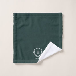 Monogram Dark Green Stylish Modern Minimalist ウォッシュタオル