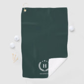 Monogram Dark Green Stylish Modern Minimalist ゴルフタオル (インサイチュ)