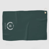 Monogram Dark Green Stylish Modern Minimalist ゴルフタオル (横)