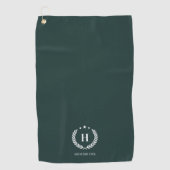 Monogram Dark Green Stylish Modern Minimalist ゴルフタオル (正面)
