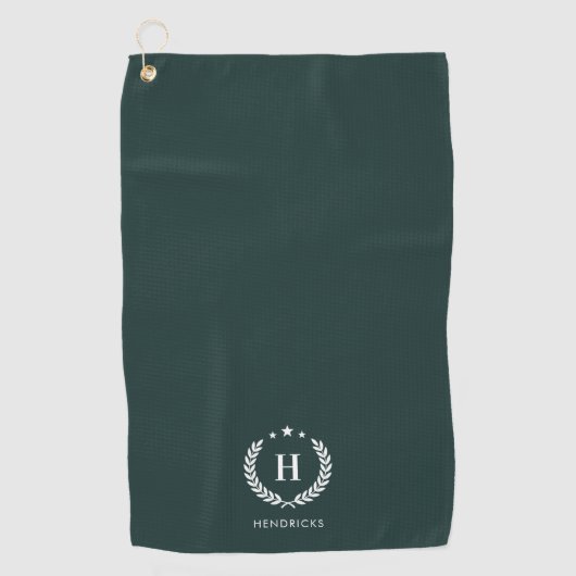 Monogram Dark Green Stylish Modern Minimalist ゴルフタオル (正面)