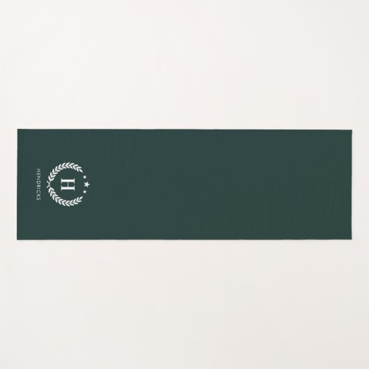 Monogram Dark Green Stylish Modern Minimalist ヨガマット (正面(横))