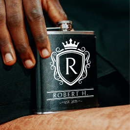 Monogram Decorative Shield Crown Black フラスク