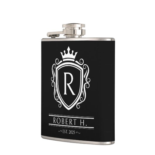Monogram Decorative Shield Crown Black フラスク (左)
