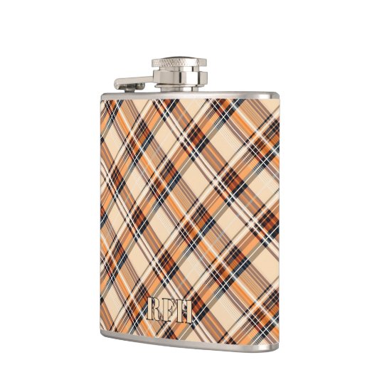 Monogram, Diagonal Plaid Vinyl Wrapped Hip Flask フラスク (左)