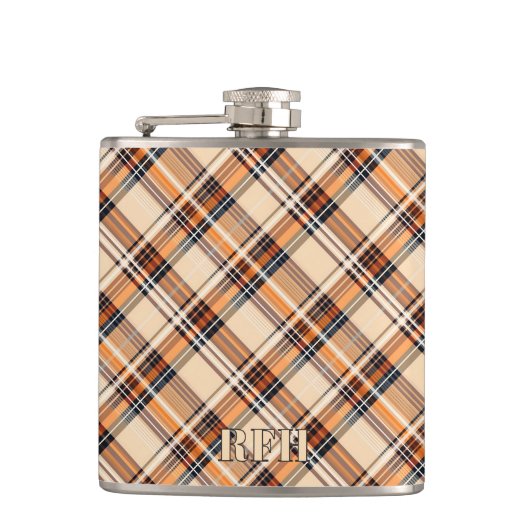 Monogram, Diagonal Plaid Vinyl Wrapped Hip Flask フラスク (正面)