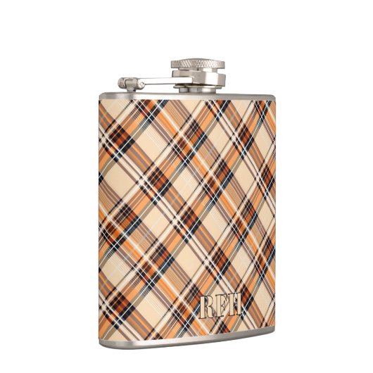 Monogram, Diagonal Plaid Vinyl Wrapped Hip Flask フラスク (右)