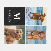 Monogram Dog Lover Photo Collage Pet フリースブランケット (正面(横))