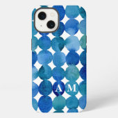 Monogram dots pattern - blue and green Case iPhoneケース (裏面)